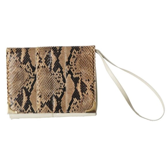 Vintage Natural Rattlesnake Snake Skin Leather Clutch Wristlet Purse & Shoulder - Picture 2 of 9